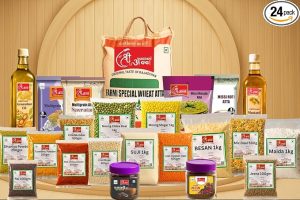 Rajasthani shree ann Complete Indian Grocery Set, Monthly Ration, Multigrain Atta, Pulses, Spices and Oils Collection, Pack of 24 items, Ration, Flours, Oils, Daliya, Spices, Masala and many more