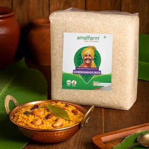 Amalfarm Gobindobhog Rice, GI Tagged Authentic Bengali Short Grain Rice, Single Polished, Rich Aroma & Sweet Taste | Ideal for Payesh, Khichdi, Pulao| Vacuum Packed (15kg)